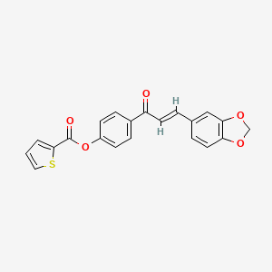 molecular formula C21H14O5S B2391958 4-[(2E)-3-(2H-1,3-benzodioxol-5-yl)prop-2-enoyl]phenyl thiophene-2-carboxylate CAS No. 306730-09-6