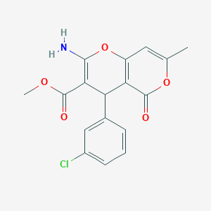 molecular formula C17H14ClNO5 B2392017 Methyl 2-amino-4-(3-chlorophenyl)-7-methyl-5-oxo-4,5-dihydropyrano[4,3-b]pyran-3-carboxylate CAS No. 364628-65-9