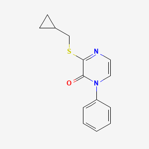 molecular formula C14H14N2OS B2392029 3-[(Cyclopropylmethyl)sulfanyl]-1-phenyl-1,2-dihydropyrazin-2-one CAS No. 2415464-83-2