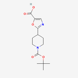 molecular formula C14H20N2O5 B2392035 2-{1-[(Tert-butoxy)carbonyl]piperidin-4-yl}-1,3-oxazole-5-carboxylic acid CAS No. 1909319-03-4