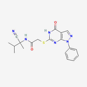 molecular formula C19H20N6O2S B2392075 N-(2-Cyano-3-methylbutan-2-yl)-2-[(4-oxo-1-phenyl-5H-pyrazolo[3,4-d]pyrimidin-6-yl)sulfanyl]acetamide CAS No. 924138-71-6