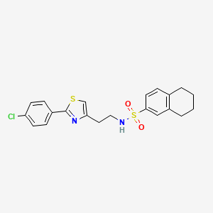 molecular formula C21H21ClN2O2S2 B2392080 N-(2-(2-(4-chlorophenyl)thiazol-4-yl)ethyl)-5,6,7,8-tetrahydronaphthalene-2-sulfonamide CAS No. 932987-75-2
