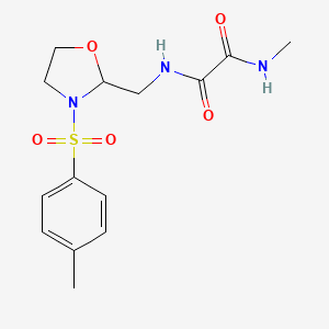 molecular formula C14H19N3O5S B2392089 N1-methyl-N2-((3-tosyloxazolidin-2-yl)methyl)oxalamide CAS No. 874806-10-7