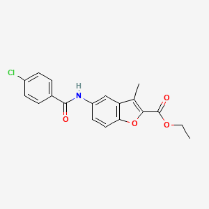 molecular formula C19H16ClNO4 B2392144 Ethyl 5-(4-chlorobenzamido)-3-methylbenzofuran-2-carboxylate CAS No. 923107-01-1
