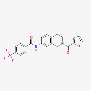 molecular formula C22H17F3N2O3 B2392149 N-(2-(furan-2-carbonyl)-1,2,3,4-tetrahydroisoquinolin-7-yl)-4-(trifluoromethyl)benzamide CAS No. 955684-87-4