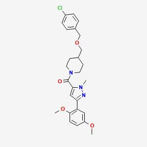 (4-(((4-chlorobenzyl)oxy)methyl)piperidin-1-yl)(3-(2,5-dimethoxyphenyl)-1-methyl-1H-pyrazol-5-yl)methanone