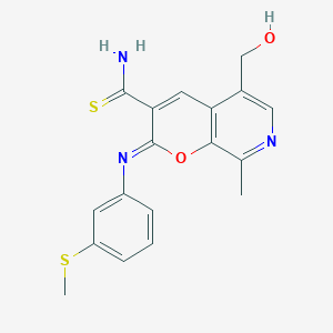 (Z)-5-(hydroxymethyl)-8-methyl-2-((3-(methylthio)phenyl)imino)-2H-pyrano[2,3-c]pyridine-3-carbothioamide
