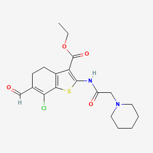 Ethyl 7-chloro-6-formyl-2-[(piperidin-1-ylacetyl)amino]-4,5-dihydro-1-benzothiophene-3-carboxylate