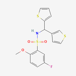 5-fluoro-2-methoxy-N-(thiophen-2-yl(thiophen-3-yl)methyl)benzenesulfonamide