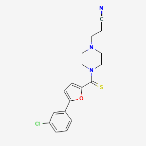 3-(4-(5-(3-Chlorophenyl)furan-2-carbonothioyl)piperazin-1-yl)propanenitrile