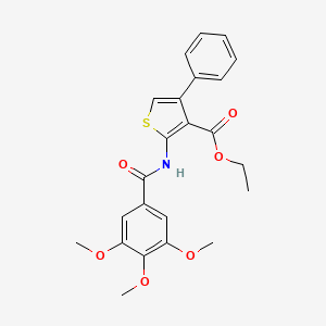 molecular formula C23H23NO6S B2392224 Ethyl 4-phenyl-2-(3,4,5-trimethoxybenzamido)thiophene-3-carboxylate CAS No. 300567-18-4