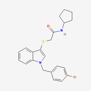 molecular formula C22H23BrN2OS B2392227 2-[1-[(4-bromophenyl)methyl]indol-3-yl]sulfanyl-N-cyclopentylacetamide CAS No. 851412-45-8