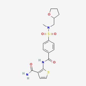 molecular formula C18H21N3O5S2 B2392234 2-(4-(N-methyl-N-((tetrahydrofuran-2-yl)methyl)sulfamoyl)benzamido)thiophene-3-carboxamide CAS No. 868677-04-7