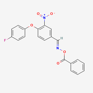 molecular formula C20H13FN2O5 B2392237 (E)-{[4-(4-fluorophenoxy)-3-nitrophenyl]methylidene}amino benzoate CAS No. 320416-80-6