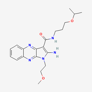 molecular formula C20H27N5O3 B2392239 2-amino-1-(2-methoxyethyl)-N-[3-(propan-2-yloxy)propyl]-1H-pyrrolo[2,3-b]quinoxaline-3-carboxamide CAS No. 846586-48-9