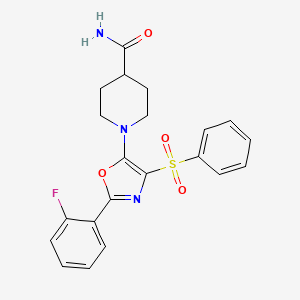 molecular formula C21H20FN3O4S B2392243 1-(2-(2-Fluorophenyl)-4-(phenylsulfonyl)oxazol-5-yl)piperidine-4-carboxamide CAS No. 862798-01-4