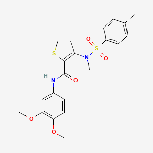 molecular formula C21H22N2O5S2 B2392244 N-(3,4-dimethoxyphenyl)-3-(N-methyl4-methylbenzenesulfonamido)thiophene-2-carboxamide CAS No. 1116017-53-8