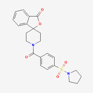 molecular formula C23H24N2O5S B2392253 1'-(4-(pyrrolidin-1-ylsulfonyl)benzoyl)-3H-spiro[isobenzofuran-1,4'-piperidin]-3-one CAS No. 1797140-16-9