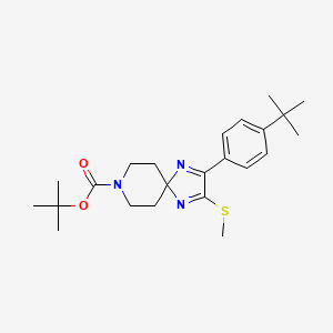 molecular formula C23H33N3O2S B2392255 Tert-butyl 2-(4-(tert-butyl)phenyl)-3-(methylthio)-1,4,8-triazaspiro[4.5]deca-1,3-diene-8-carboxylate CAS No. 892284-76-3