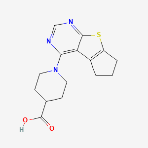 molecular formula C15H17N3O2S B2392256 1-{7-Thia-9,11-diazatricyclo[6.4.0.0^{2,6}]dodeca-1(12),2(6),8,10-tetraen-12-yl}piperidine-4-carboxylic acid CAS No. 771509-71-8