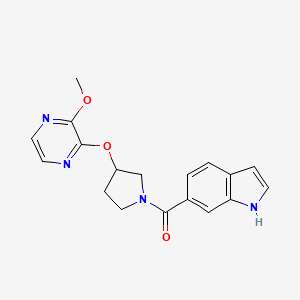 molecular formula C18H18N4O3 B2392275 (1H-indol-6-yl)(3-((3-methoxypyrazin-2-yl)oxy)pyrrolidin-1-yl)methanone CAS No. 2034398-99-5