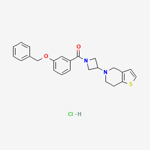 molecular formula C24H25ClN2O2S B2392276 (3-(benzyloxy)phenyl)(3-(6,7-dihydrothieno[3,2-c]pyridin-5(4H)-yl)azetidin-1-yl)methanone hydrochloride CAS No. 2034265-56-8