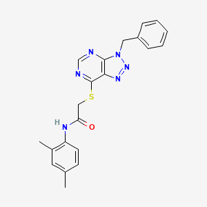 molecular formula C21H20N6OS B2392277 2-((3-benzyl-3H-[1,2,3]triazolo[4,5-d]pyrimidin-7-yl)thio)-N-(2,4-dimethylphenyl)acetamide CAS No. 863452-75-9