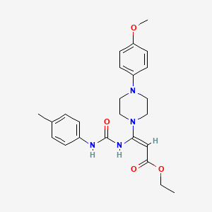 molecular formula C24H30N4O4 B2392278 Ethyl 3-[4-(4-methoxyphenyl)piperazino]-3-[(4-toluidinocarbonyl)amino]acrylate CAS No. 337920-22-6