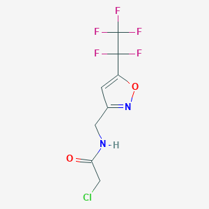 molecular formula C8H6ClF5N2O2 B2392288 2-Chloro-N-[[5-(1,1,2,2,2-pentafluoroethyl)-1,2-oxazol-3-yl]methyl]acetamide CAS No. 2411276-50-9
