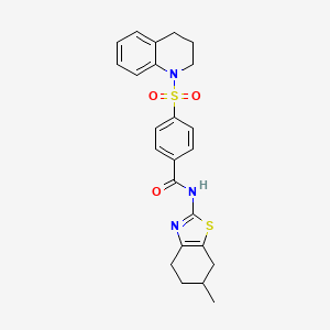 molecular formula C24H25N3O3S2 B2392304 4-((3,4-dihydroquinolin-1(2H)-yl)sulfonyl)-N-(6-methyl-4,5,6,7-tetrahydrobenzo[d]thiazol-2-yl)benzamide CAS No. 308292-92-4