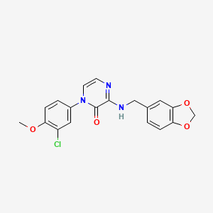 molecular formula C19H16ClN3O4 B2392309 3-[(1,3-benzodioxol-5-ylmethyl)amino]-1-(3-chloro-4-methoxyphenyl)pyrazin-2(1H)-one CAS No. 941977-88-4