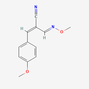 molecular formula C12H12N2O2 B2392310 (2E)-2-[(1E)-(methoxyimino)methyl]-3-(4-methoxyphenyl)prop-2-enenitrile CAS No. 337919-88-7