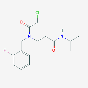 molecular formula C15H20ClFN2O2 B2392322 3-[(2-Chloroacetyl)-[(2-fluorophenyl)methyl]amino]-N-propan-2-ylpropanamide CAS No. 2411263-71-1