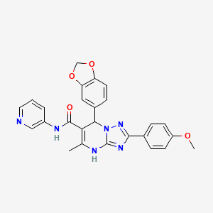 molecular formula C26H22N6O4 B2392323 7-(2H-1,3-BENZODIOXOL-5-YL)-2-(4-METHOXYPHENYL)-5-METHYL-N-(PYRIDIN-3-YL)-4H,7H-[1,2,4]TRIAZOLO[1,5-A]PYRIMIDINE-6-CARBOXAMIDE CAS No. 539797-71-2