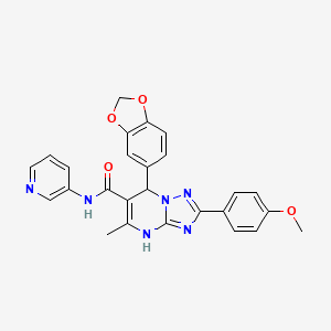 molecular formula C26H22N6O4 B2392323 7-(1,3-苯并二氧杂环-5-基)-2-(4-甲氧基苯基)-5-甲基-N-吡啶-3-基-4,7-二氢[1,2,4]三唑并[1,5-a]嘧啶-6-甲酰胺 CAS No. 539797-71-2