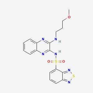 molecular formula C18H18N6O3S2 B2392330 N-(3-((3-methoxypropyl)amino)quinoxalin-2-yl)benzo[c][1,2,5]thiadiazole-4-sulfonamide CAS No. 1002008-43-6