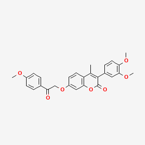 molecular formula C27H24O7 B2392336 3-(3,4-二甲氧基苯基)-7-[2-(4-甲氧基苯基)-2-氧代乙氧基]-4-甲基色满-2-酮 CAS No. 859661-12-4