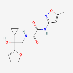 molecular formula C15H17N3O5 B2392337 N1-(2-cyclopropyl-2-(furan-2-yl)-2-hydroxyethyl)-N2-(5-methylisoxazol-3-yl)oxalamide CAS No. 1396794-81-2