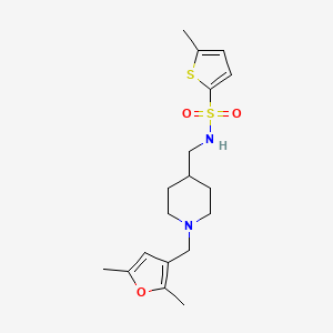 molecular formula C18H26N2O3S2 B2392347 N-((1-((2,5-二甲基呋喃-3-基)甲基)哌啶-4-基)甲基)-5-甲硫代苯并噻吩-2-磺酰胺 CAS No. 1235227-63-0