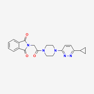 molecular formula C21H21N5O3 B2392354 2-(2-(4-(6-Cyclopropylpyridazin-3-yl)piperazin-1-yl)-2-oxoethyl)isoindoline-1,3-dione CAS No. 2034233-73-1