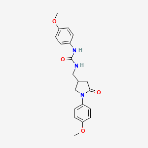 molecular formula C20H23N3O4 B2392361 1-(4-Methoxyphenyl)-3-((1-(4-methoxyphenyl)-5-oxopyrrolidin-3-yl)methyl)urea CAS No. 946351-66-2