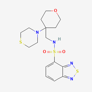 molecular formula C16H22N4O3S3 B2392369 N-[(4-Thiomorpholin-4-yloxan-4-yl)methyl]-2,1,3-benzothiadiazole-4-sulfonamide CAS No. 2415631-13-7
