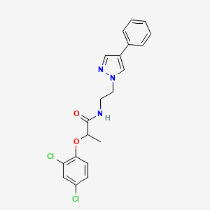 molecular formula C20H19Cl2N3O2 B2392381 2-(2,4-dichlorophenoxy)-N-(2-(4-phenyl-1H-pyrazol-1-yl)ethyl)propanamide CAS No. 2034369-22-5