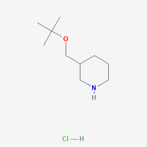 molecular formula C10H22ClNO B2392387 3-[(2-Methylpropan-2-yl)oxymethyl]piperidine;hydrochloride CAS No. 1799284-77-7