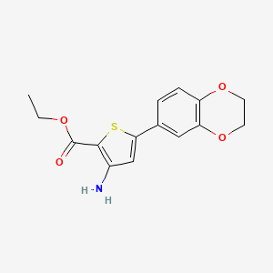 molecular formula C15H15NO4S B2392395 Ethyl 3-amino-5-(2,3-dihydro-1,4-benzodioxin-6-yl)thiophene-2-carboxylate CAS No. 875163-89-6