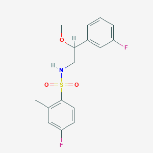 molecular formula C16H17F2NO3S B2392396 4-氟-N-(2-(3-氟苯基)-2-甲氧基乙基)-2-甲基苯磺酰胺 CAS No. 1797555-26-0
