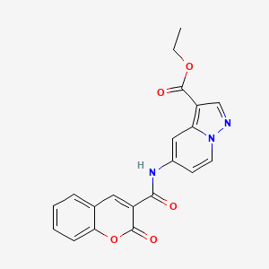 molecular formula C20H15N3O5 B2392397 ethyl 5-(2-oxo-2H-chromene-3-carboxamido)pyrazolo[1,5-a]pyridine-3-carboxylate CAS No. 1421583-93-8
