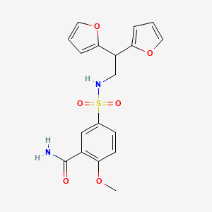 molecular formula C18H18N2O6S B2392399 5-(N-(2,2-di(furan-2-yl)ethyl)sulfamoyl)-2-methoxybenzamide CAS No. 2320723-07-5