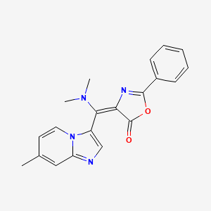 molecular formula C20H18N4O2 B2392408 (4Z)-4-[(dimethylamino)({7-methylimidazo[1,2-a]pyridin-3-yl})methylidene]-2-phenyl-4,5-dihydro-1,3-oxazol-5-one CAS No. 214599-11-8
