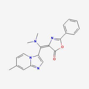 molecular formula C20H18N4O2 B2392408 4-[(Z)-(dimethylamino)(7-methylimidazo[1,2-a]pyridin-3-yl)methylidene]-2-phenyl-1,3-oxazol-5-one CAS No. 214599-11-8